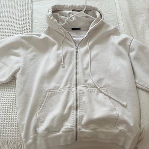 white brandy melville zip up hoodie